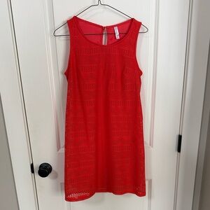 Orange Sleeveless Lace Dress